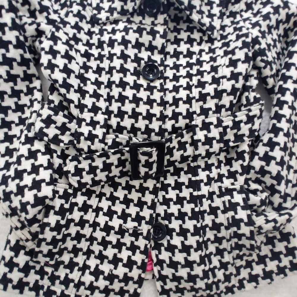 Jane Norman Women's Jacket White & Black Size Large Belted Lined Button - Picture 6 of 10